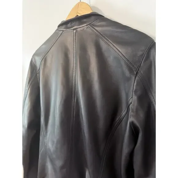 PONTE VECCHIO supple black 100% leather lambskin (?) moto Italian jacket coat - Picture 6 of 12